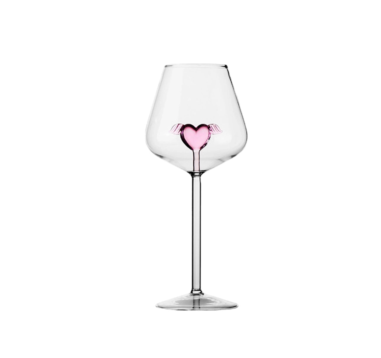 "Cupid" Red Wine Glass with Love Heart - Set of 2