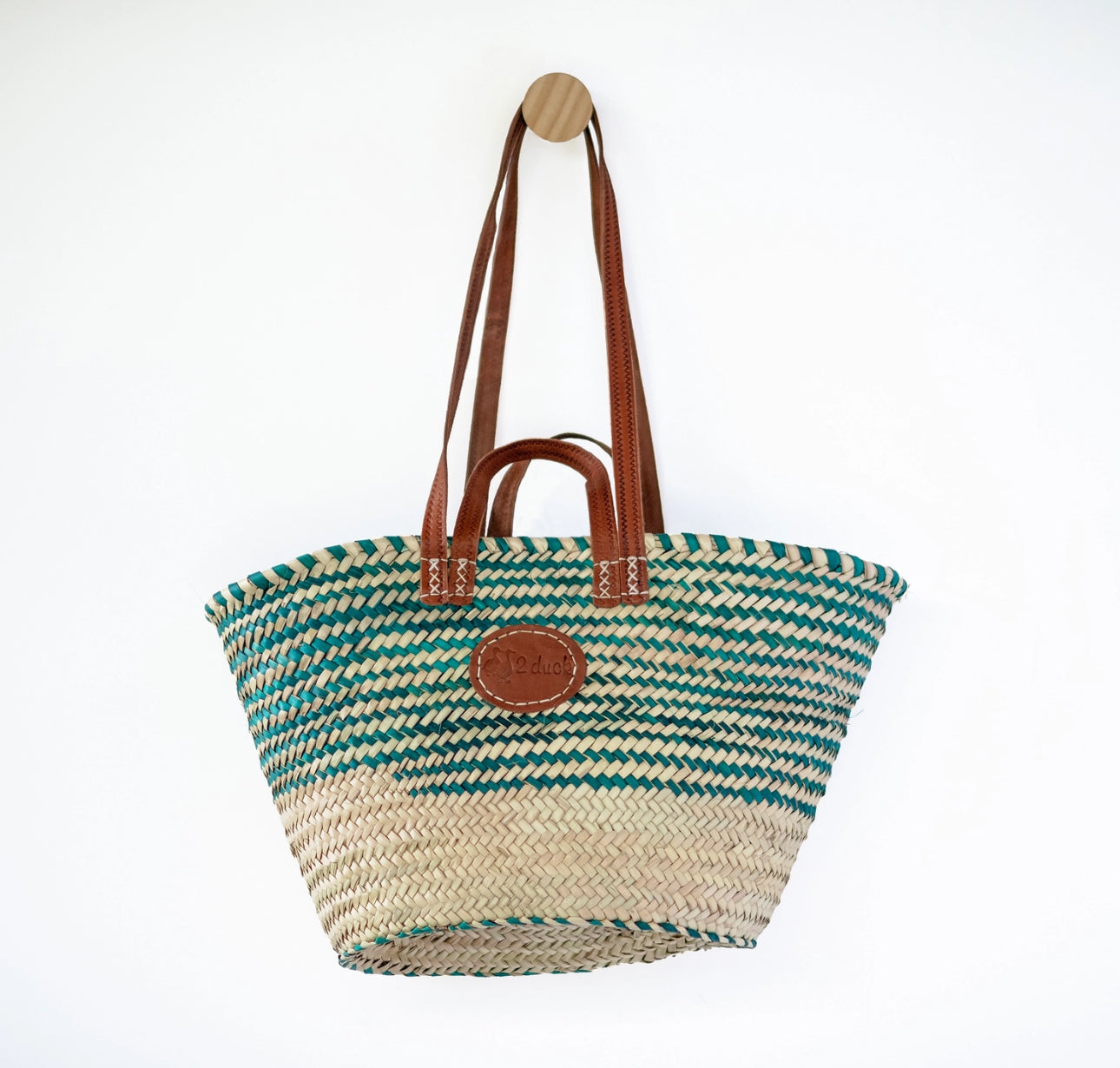 Classic Market Basket with Green Weaving