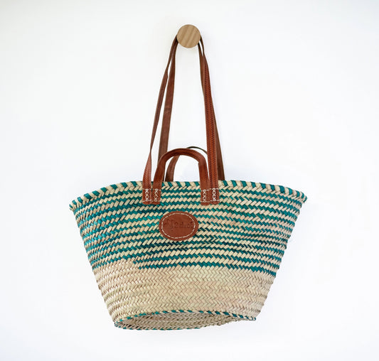 Classic Market Basket with Green Weaving